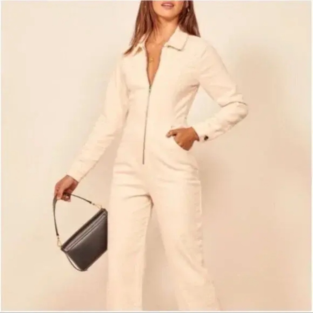 Reformation Aaron corduroy jumpsuit in bone Size 8